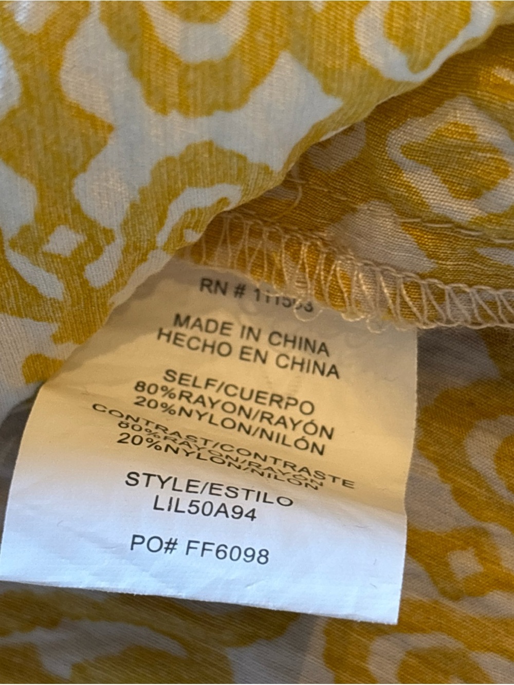 Yellow Patterned Tiered Midi Dress with V-Notch Neck - Picture 10 of 10
